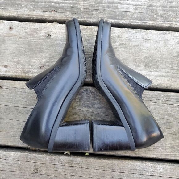 Vintage 90s y2k Bratz Black Leather Platform Oxford Chunky Heeled Loafers 8.5 - Picture 5 of 7